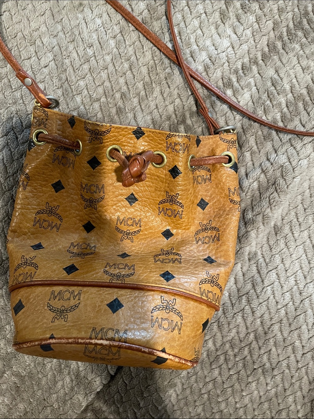 MCM Cognac Visetos Drawstring Crossbody - Picture 2 of 10